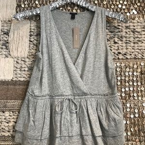 NWT J Crew gray surplice ruffle tank XXXS